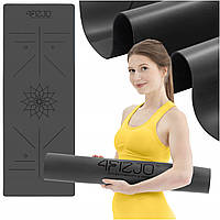 Коврик (мат) спортивный 4FIZJO PU 183 x 68 x 0.4 см для йоги и фитнеса 4FJ0587 Black -UkMarket-