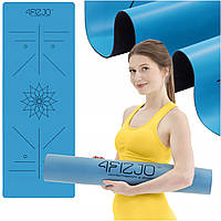 Коврик (мат) спортивный 4FIZJO PU 183 x 68 x 0.4 см для йоги и фитнеса 4FJ0588 Blue -UkMarket-