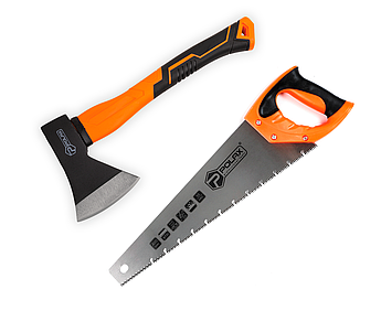 Набір Polax топору 600 г і ножівка по мокрому дереву 400 мм (335-30)