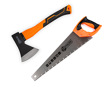 Набір Polax топору 600 г і ножівка по мокрому дереву 450 мм (335-31)