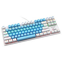 Ігрова клавіатура провідна USB BIOJEE B87 Brown Switch TKL (87 keys ) механіка з RGB біло-блакитна