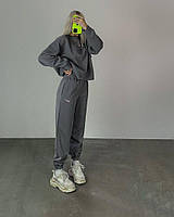 Женский стильный весенний костюм двухнитка Мод 1086 kri графит, 44-46