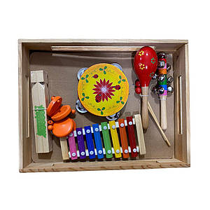 94-873 Дерев'яна гра, бубон, маракас, ксилофон, у ящику