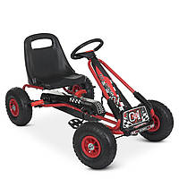 Детская машинка для картинга на резиновых колесах Bambi M 0645(2)-3 Красный Педальная машинка веломобиль