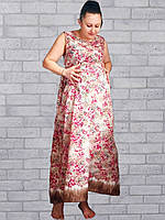 Женский сарафан миди для будущих мам без рукава, летнее платье женское для беременных розовое штапель 50