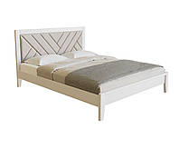 Деревянная двуспальная кровать с мягким изголовьем ФОРМУЛА, сосна, Белый, 160х200