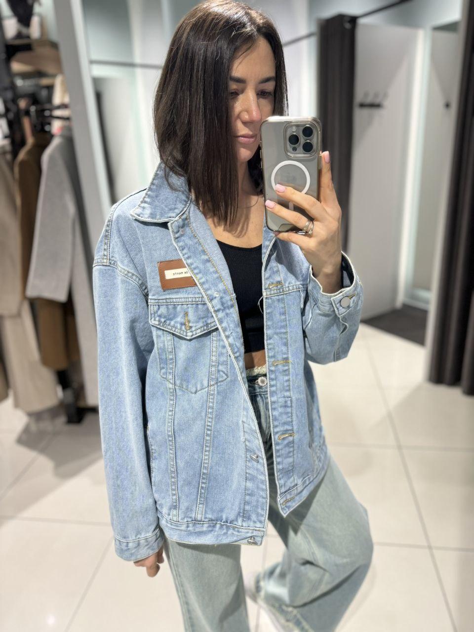 Жіноча стильна джинсова куртка oversize, фото 1