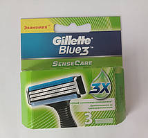 Касети для гоління чоловічі Gillette Blue 3 Sense Care (Жилет на три леза Оригінал) 3 шт.