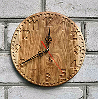 Круглые настенные деревянные часы ручной работы 30 см.УКР