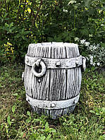 Садовая ваза бочка для декора сада изготовлена из цемента, ручной работы серо-чорная 30 см.УКР