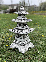 Садова фігура Пагода, скульптура японський ліхтарик, ліхтарик з арт-бетону в сіро-чорному кольорі, 46 см