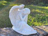 Садовая скульптура белый Ангел с крыльями для декора ручной росписи 25 см.УКР