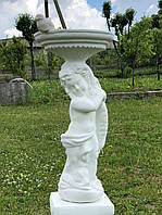 Садовая фигура, скульптура белая мальчик с чашей для декора сада, ручной работы 59 см. УКР