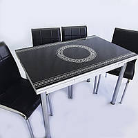 Комплект обідній меблів "Версаче" (стіл ДСП, гартоване скло + 4 стільця) Mobilgen, Туреччина