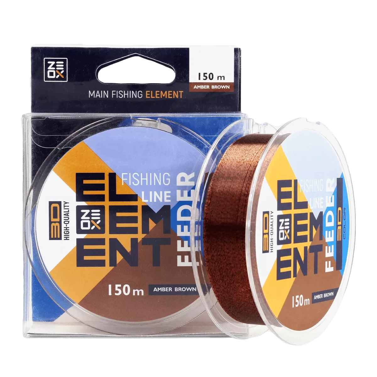 Волосінь ZEOX 3D Element Feeder 150м 0.205мм / 6кг (Amber Brown, коричневий), фото 1
