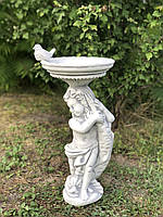Садовая фигура, садово-парковая серая скульптура Мальчик с чашей для декора сада, ручной работы 59 см. УКР