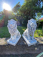Набор садовых серых Львов левый и правый, скульптуры Львов для декора, статуэтка Льва, 34 см. УКР