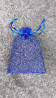 Синего цвета лавандовый мешочек, аромасаше аромат лаванда,лавандовые мешочки органзы, 9х12 см. УКР