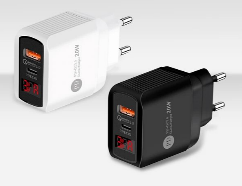 СЗП Мережевий зарядний пристрій PD PKG034, 2*USB, QC3.0, 25 W, LED, фото 1