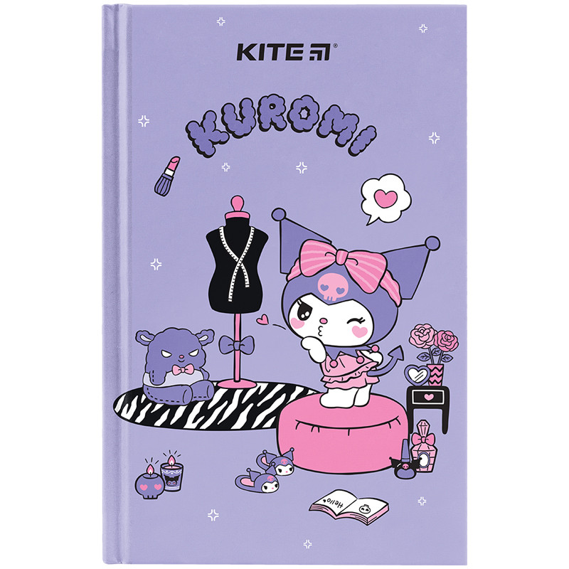 Книга записна Kite Kuromi HK24-199-2, тверда обкладинка, А6, 80 аркушів, клітинка