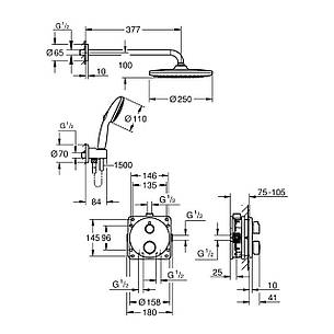 Душова система термостатична Grohe QuickFix Precision з Vitalio Start 250 348832430, фото 3