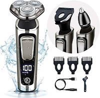 Qehcomce мужская электрическая бритва для бороды Wet & Dry Cordless IPX6 водонепроницаемая бритва 3-в-1(витрин