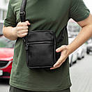 Чоловіча сумка через плече Modern чорна з еко шкіри месенджер барсетка, фото 9