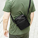 Чоловіча сумка через плече Modern чорна з еко шкіри месенджер барсетка, фото 2