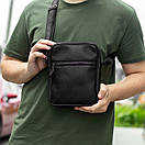 Чоловіча сумка через плече Modern чорна з еко шкіри месенджер барсетка, фото 3