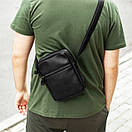 Чоловіча сумка через плече Modern чорна з еко шкіри месенджер барсетка, фото 8