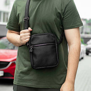 Чоловіча сумка через плече Modern чорна з еко шкіри месенджер барсетка