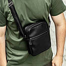 Чоловіча сумка через плече Modern чорна з еко шкіри месенджер барсетка, фото 10