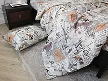 Односпальний комплект світлої постільної білизни вінтажний Париж Ейфелева вежа 140*220 з Бязі Gold від виробника Черешенька ТМ, фото 6
