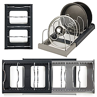Расширяемый органайзер для хранения крышек и сковородок, DISH RACK / Подставка для крышек кастрюль