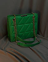 Небольшая женская сумочка, стеганная сумка на плечо экокожа Зелёный