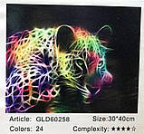 Набір для творчості алмазна вишивка картина мозаїка кольоровий леопард 30*40 см 60258 полотно на рамі, фото 2