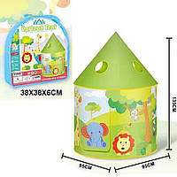 Детская игрушечная палатка, домик, палатка Зверята, зеленая 95*95*135см, в сумке (2030 BB-1)