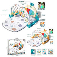Килимок ігровий для малюка 618 2 кольори, звук, мелодії, підсвічування, 5 брязкальце, прорізувач, в коробці