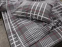 Сірий євро максі комплект постільної білизни в клітинку 200*220 з Бязі Gold бавовняний натуральний, Черешенька, фото 4