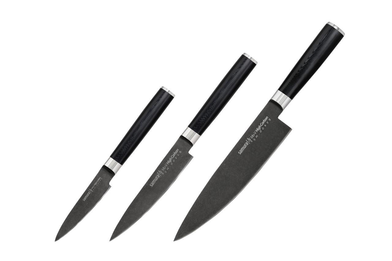 Набір із 3 кухонних ножів Samura Mo-V Stonewash (SM-0230B)