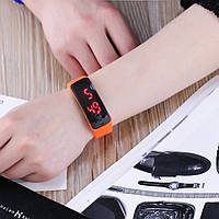 Спортивные силиконовые часы-браслет LED Оранжевый