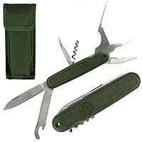 Полевой розкладной нож MFH с 5 инструментами с нержавеющей стали, Мультитул в комплекте с черным чехлом mil