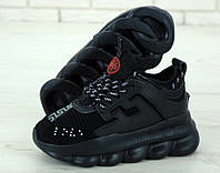 Мужские кроссовки Versace Chain Reaction Black, черные кроссовки версаче чейн реакшн на платформе