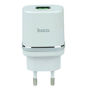 Адаптер мережевий Hoco Smart FCP / AFC C12Q |1USB, 3A, 18W, QC3.0| білий