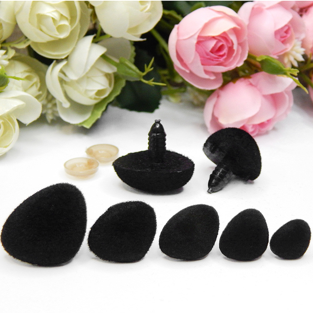 Носик для іграшок флок, 24х18 мм + кріплення, чорний