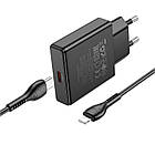 Адаптер мережевий HOCO Type-c to Lightning Delgado single port charger N37 |Type-C, 20W/3A, PD/QC| чорний, фото 3