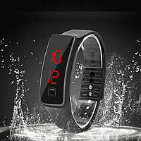 Спортивные силиконовые часы-браслет LED Черный