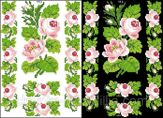 ФЛ-193 Водорозчинний пришивний флізелін з нанесеним малюнком 20х30см (Барвиста вишиванка)