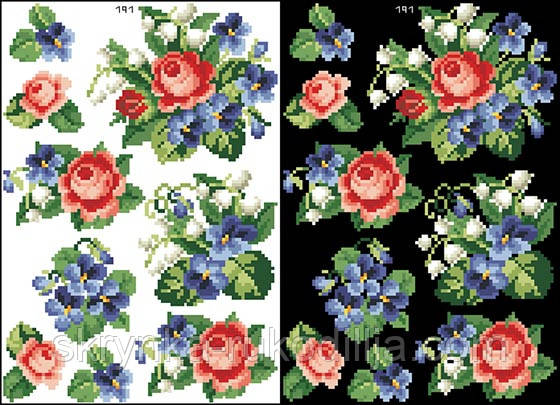 ФЛ-191 Водорозчинний пришивний флізелін з нанесеним малюнком 20х30см (Барвиста вишиванка)