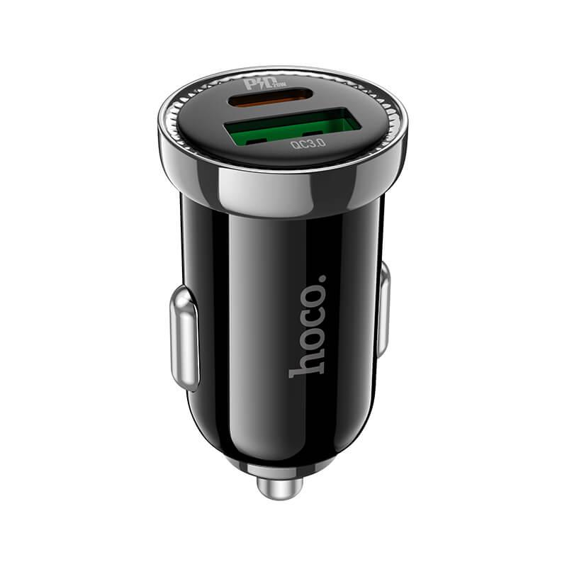 Адаптер автомобільний Hoco Leading car charger Z44 |1USB/1Type-C, 3A, 20W, QC/PD| чорний